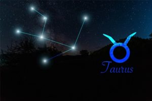 Taurus constellation in night sky